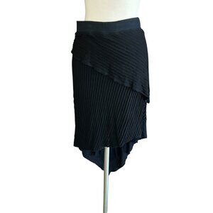 Hard Tail Forever Black Mini Pleated Asymmetrical Tiered Skirt Size Small